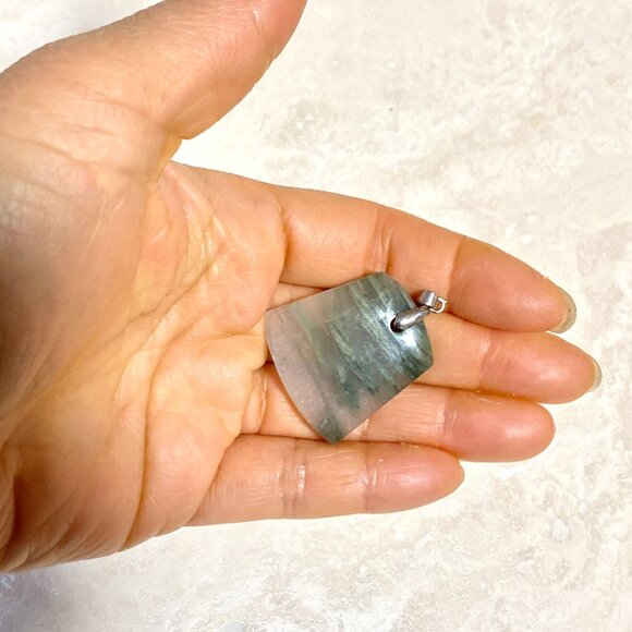 Natural Green Hair Stone Pendant, Large Genuine Gemstone Pendant - Picture 11 of 11